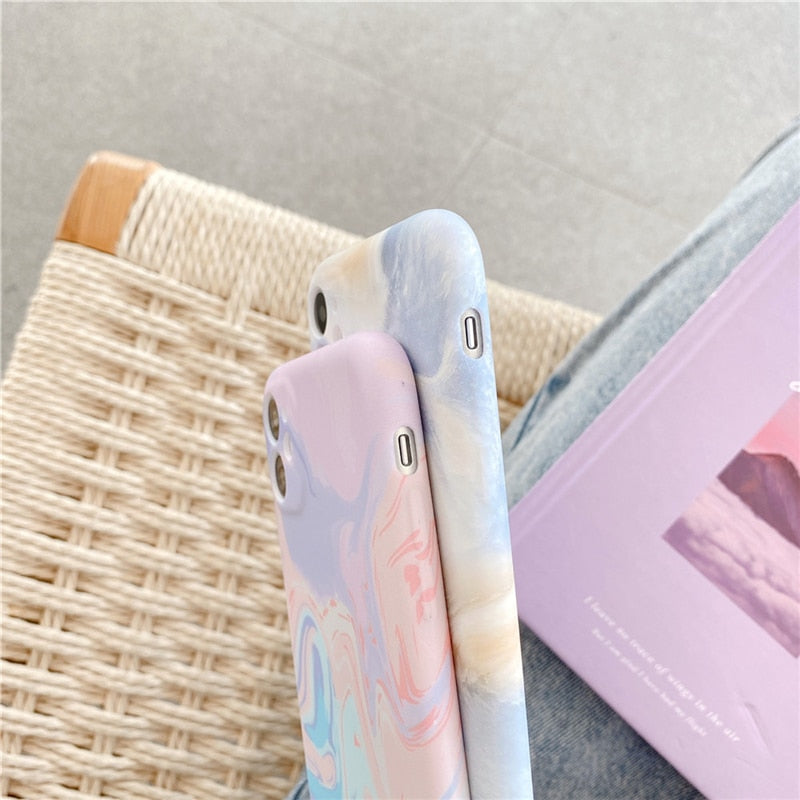 Lovebay Fashion Colorful Marble Case For iPhone 13 12 11 Pro Max SE 2020 XR XS Max X 7 8 Plus Gradient Floral Luxury Back Cover