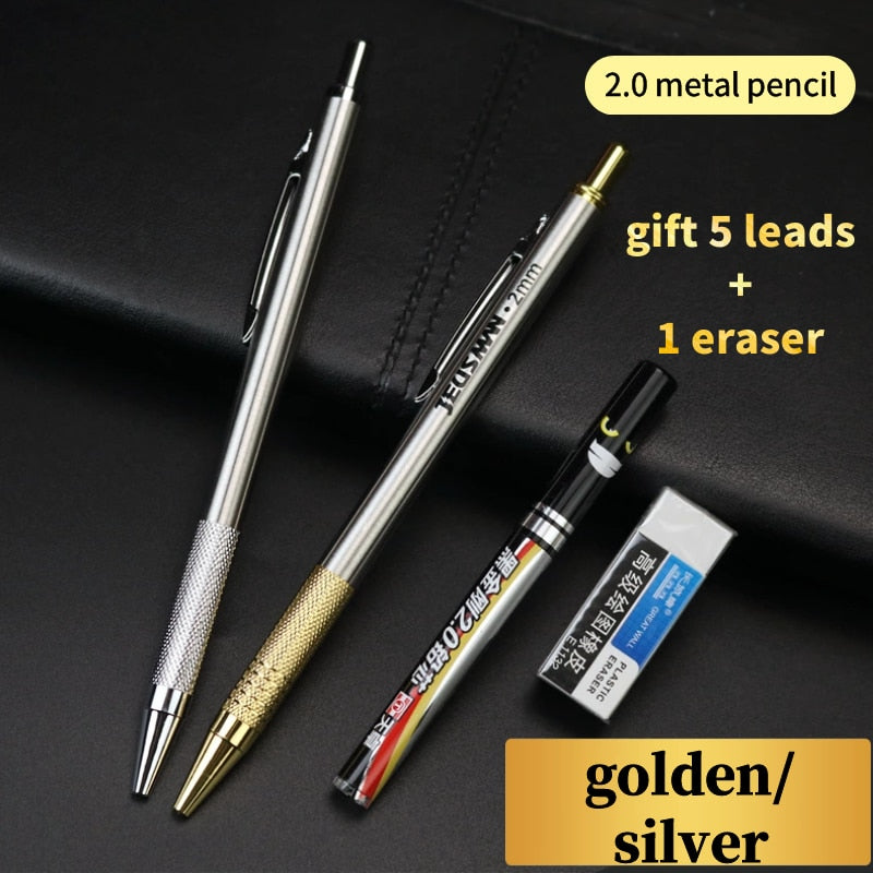 Metal 2.0 Mechanical Pencil Low center of gravity Students draw and write  pens Replaceable pencil lead