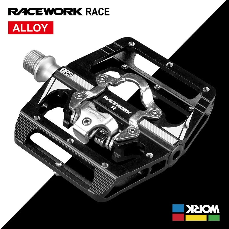 RACEWORK Mtb Pedals for Bicycle Clip Automatic Pedals Platform Mountain Bike Mixed Footrest Double Function Power Meter Pedalen