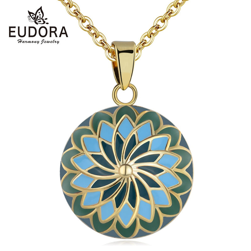 Eudora Angel Ball Harmony Caller green Flower 20 mm Sound Music Ball for Mexican Pendants Maternity Necklace Baby Gifts Jewelry