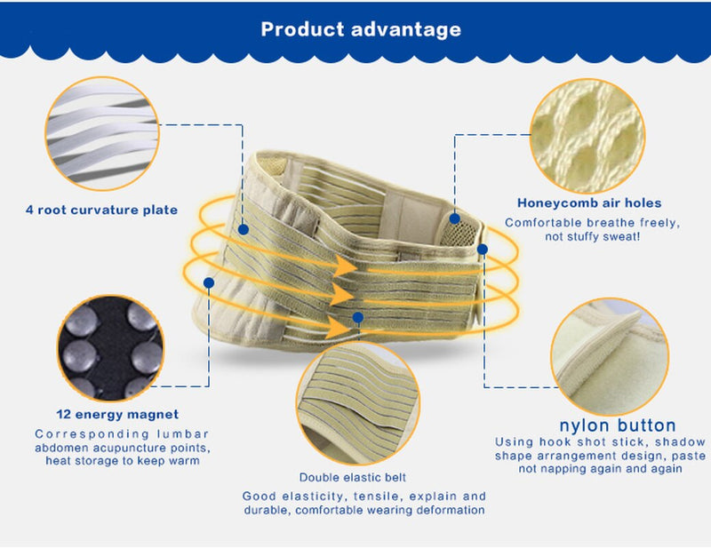 BYEPAIN Adjustable Self-heating Tourmaline Waist Brace Support Waist Trainer Magnetic Therapy Waist Belt Lumbar Care Braces