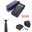 Gift Box 38 styles Tie Set Hanky Cufflinks With Gift Box Jacquard Woven Neckties Set For Men Wedding Party Lots of  accessories