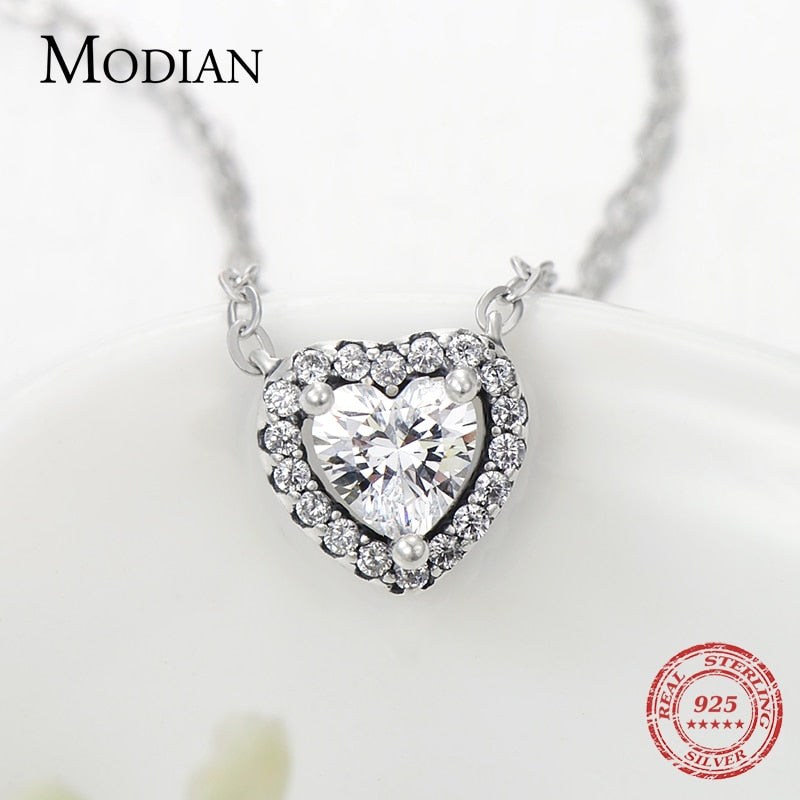Modian 925 Sterling Silber Herz Mode Sets für Frauen Charm Ohrringe Luxus Hochzeit Halsketten Engagement Statement Schmuck