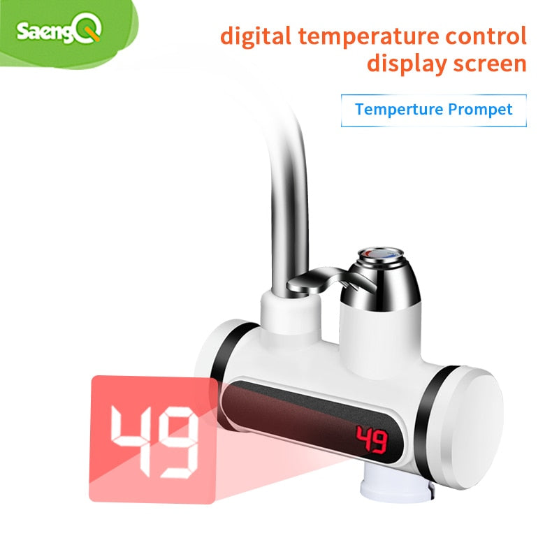 SaengQ Grifo eléctrico Calentador de agua Pantalla de temperatura Calentadores de agua caliente instantáneos Cocina Calentamiento de agua sin tanque