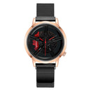 Reloj para hombre, llanta de rueda de coche, esfera de cubo, reloj de pulsera para hombre, relojes impermeables negros de malla de acero inoxidable, reloj Masculino