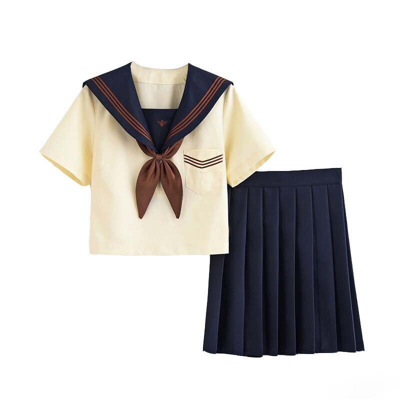 Schulmädchenuniform Japanische Klasse Navy Sailor Schuluniformen Studentenkleidung für Mädchen Anime COS Sailor Navy Suit beige