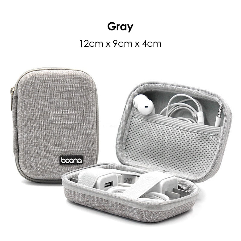 Bolsa de almacenamiento de dispositivos digitales de carcasa dura para adaptador de Mac, Cable de datos de ratón, auriculares, HDD, estuche organizador de dispositivos electrónicos