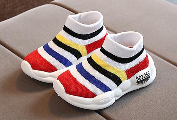 Boys Tennis Shoes Sneakers Girls Rainbow Shoes Mesh Kids Footwear Toddler Stripes Chaussure Zapato Casual SandQ Baby New