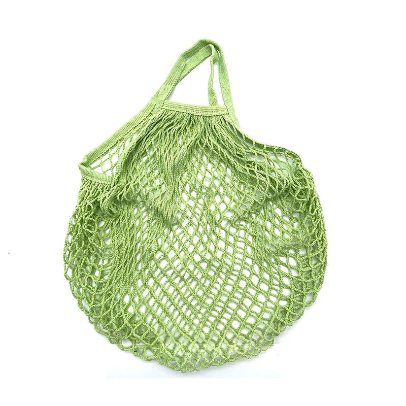 Bolsas de comestibles reutilizables portátiles para frutas y verduras, bolsa organizadora de cuerdas de malla de algodón, bolso de mano con asa corta, bolsas de compras de red