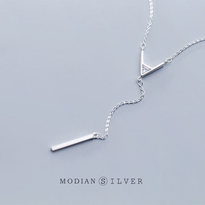 MODIAN, nuevo collar geométrico ajustable para mujer, collar con colgante de cadena en forma de letra A de Plata de Ley 925 auténtica, joyería fina