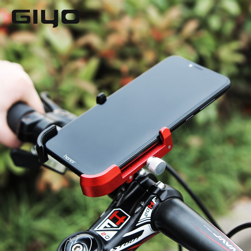 GIYO Aluminum Alloy Bicycle Phone Holder Mountain Road Bike Handlebar Clip Stand Mount Bike MTB Smartphone Holder Support