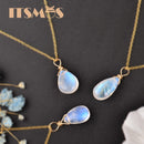 ITSMOS Natural Moonstone US 14k gold jewelry Chain Pendant Necklace Simple Elegant Jewelry for Women Romatic Gift