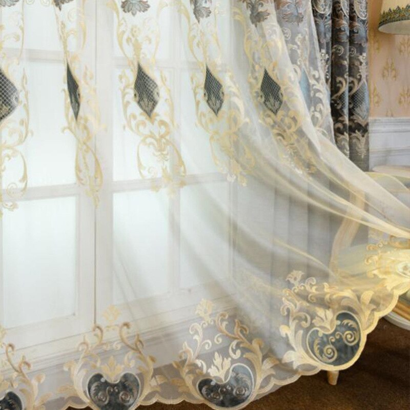 Nordic Style Curtains for Living Dining Room Bedroom Chenille Embroidery Curtains Tulle Finished Product Customization