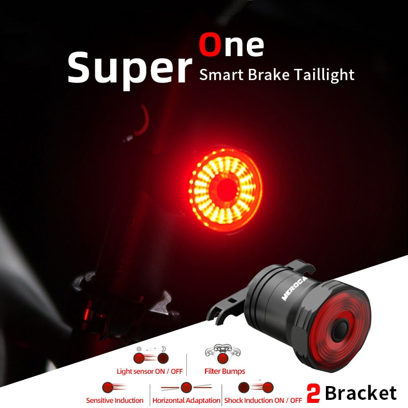 MEROCA Super One III Bicycle Taillights Intelligent Sensing Brake Lights Usb Road Bike MTB MX2 Rear Tail Lights