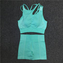 Yoga Set Women Sleeveless Sport Suit Workout Gym Clothes Fitness Sports Bra High Waist Shorts 2 Piece Utra Seamless Sportswear