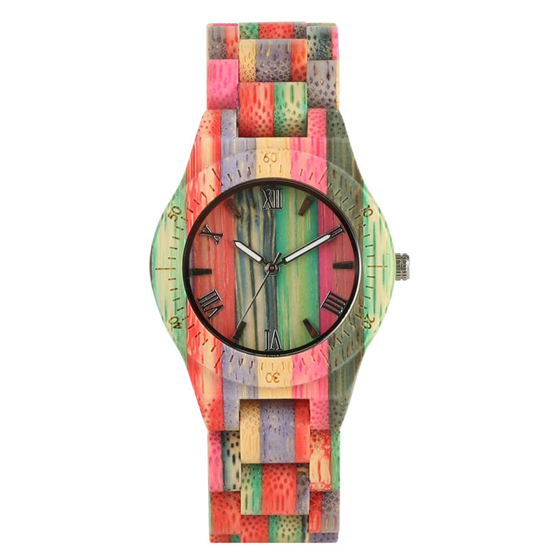 Women Quartz Bamboo Watches Wooden Watch Couple Watches Natural Multi-Colored Bracelet Lovers New Concept Wood Wristwatch