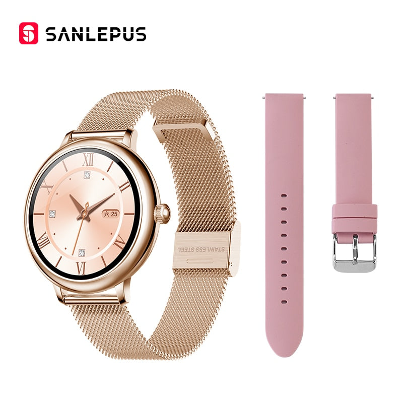 2022 SANLEPUS Stilvolle Damen Smart Watch Luxus Wasserdichte Armbanduhr Edelstahl Lässige Mädchen Smartwatch Für Android iOS