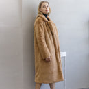 2022 New Women Winter Warm Faux Fur Coat Thick Women Long Coat Turn Down Collar Women Warm Coat Casaco Feminino