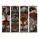 Japanische Samurai Ukiyoe Tiger Leinwand Poster Bilder für Wohnzimmer Wohnkultur Malerei Wandkunst mit Massivholzrolle zum Aufhängen