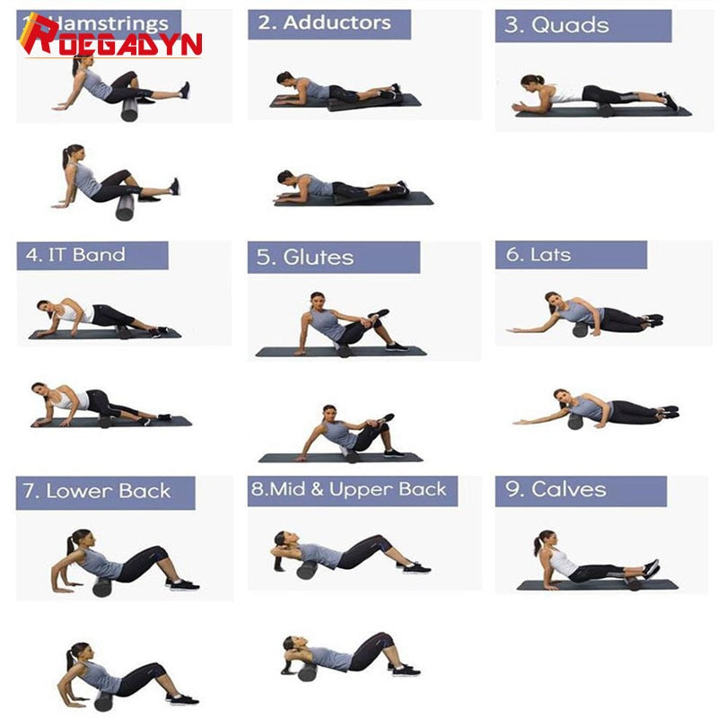 ROEGADYN EPP 3 Sizes Pilates Foam Roller Black Yoga Foam Roller 30/45/60CM Exercise Equipment Massage Roller Body For Women/Men