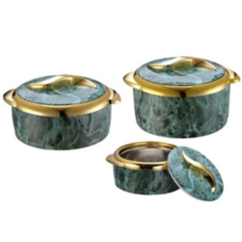 3Pcs/ Set 1.5/2/ 2.5 Liters Marble Green Stainless Steel Food Warmer Container Lunch Box Freshness Preservation Portable Storage