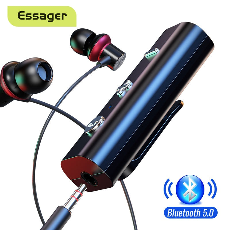 Essager Bluetooth 5.0 Receiver For 3.5mm Jack Earphone Wireless Adapter Bluetooth Aux Audio Music Transmitter For Headphone