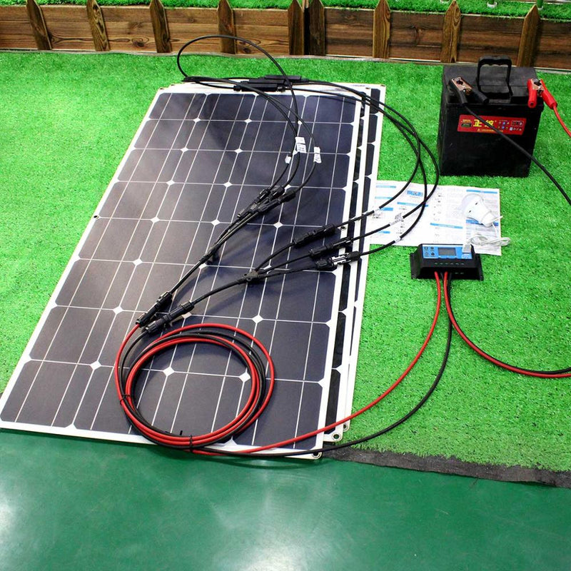 12V flexibles Solarpanel-Kit 100W 200W 300W Solarpanels mit Solarregler für Boot, Auto, Wohnmobil und Batterieladegerät