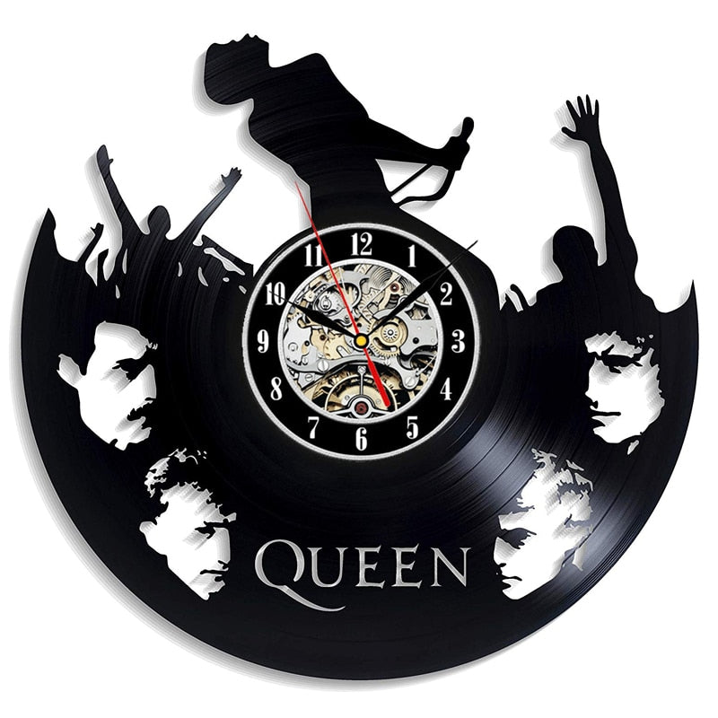 Reloj de pared Queen Rock Band, diseño moderno, tema musical, discos de vinilo clásicos, reloj de pared, arte, decoración del hogar, regalos para músico