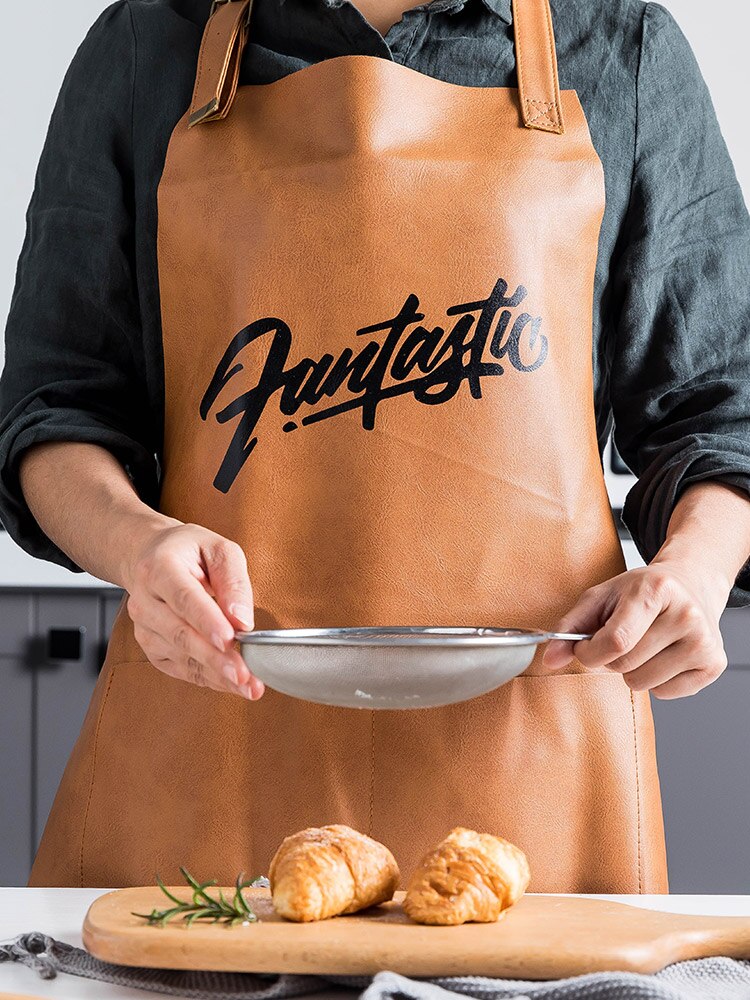 PU Leather Apron Household Waterproof Anti-oil Apron Adult Men And Women Fashion Cooking Apron