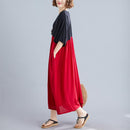 Oversized Dresses for Women Summer Oversized Cotton Long Dress Black Red Patchwork Dress Robe Femme 2022 New Arrival