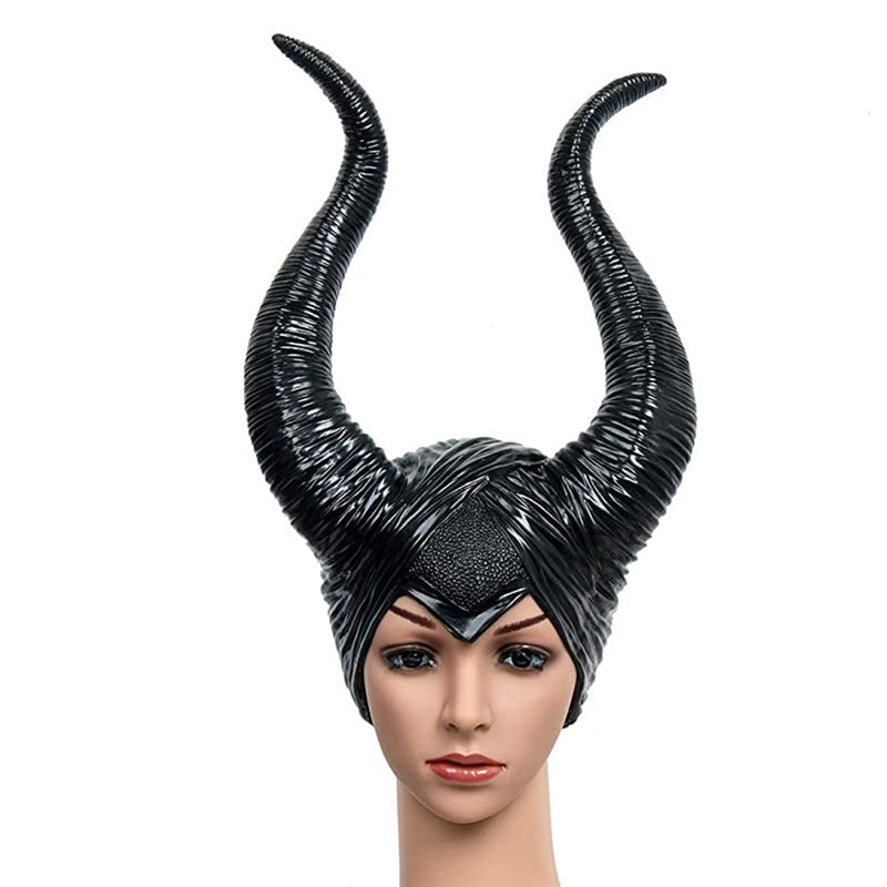Girls Horns Hat Black Queen Cosplay Headpiece Women Halloween Costumes Anime Witch Headdress Party Props
