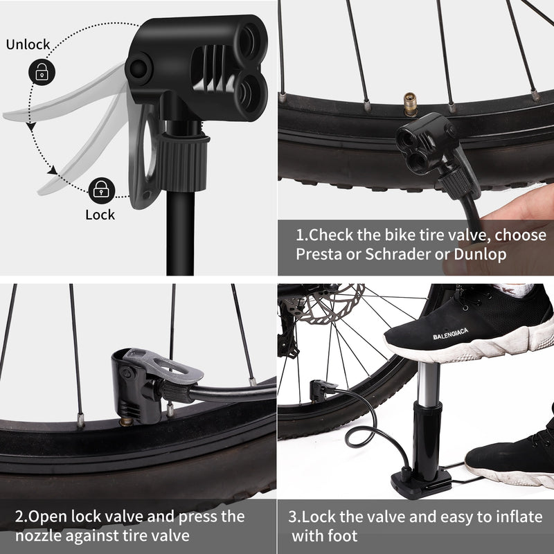 WEST BIKING ultraligero MTB bomba de bicicleta de carretera inflador de aire portátil para ciclismo bomba de pie 100/120Psi bomba de neumático de bicicleta de alta presión