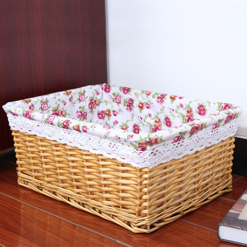 4 Sizes Handmade Rattan Storage Baskets Household Items Snacks Fruit Debris Laundry Finishing Willow Storage Basket