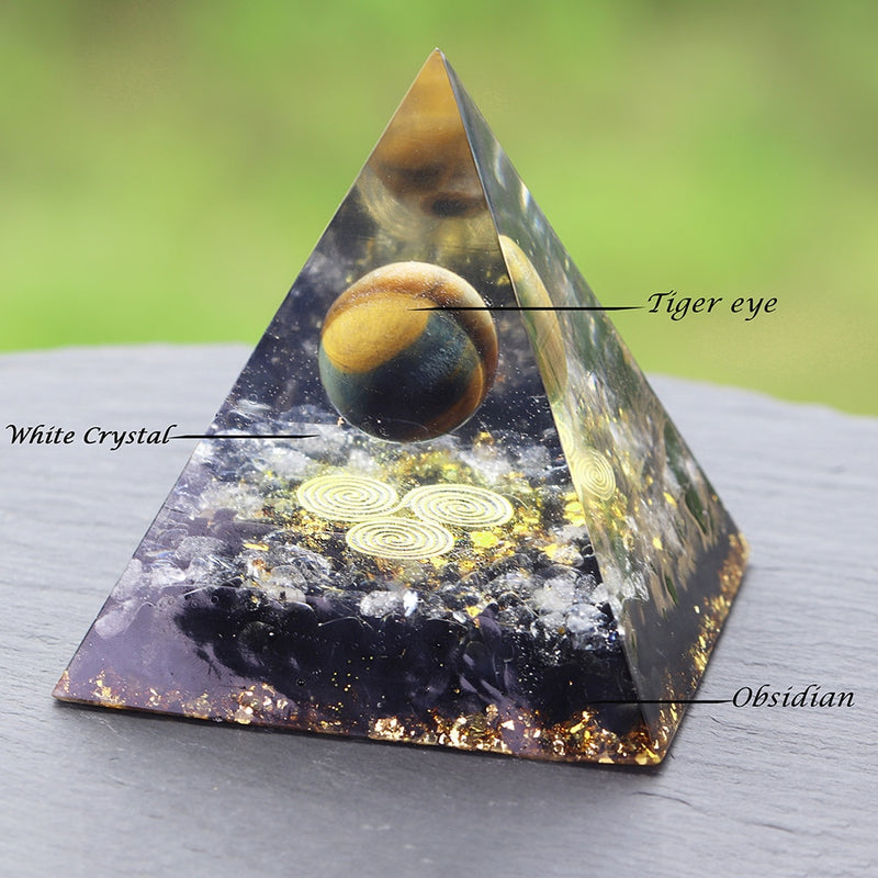 Orgon-Energiewandler, Orgonit-Pyramide, Obsidian, beruhigt den Seelenstein, der das magnetische Feld des Lebens-Harz-Schmucks verändert