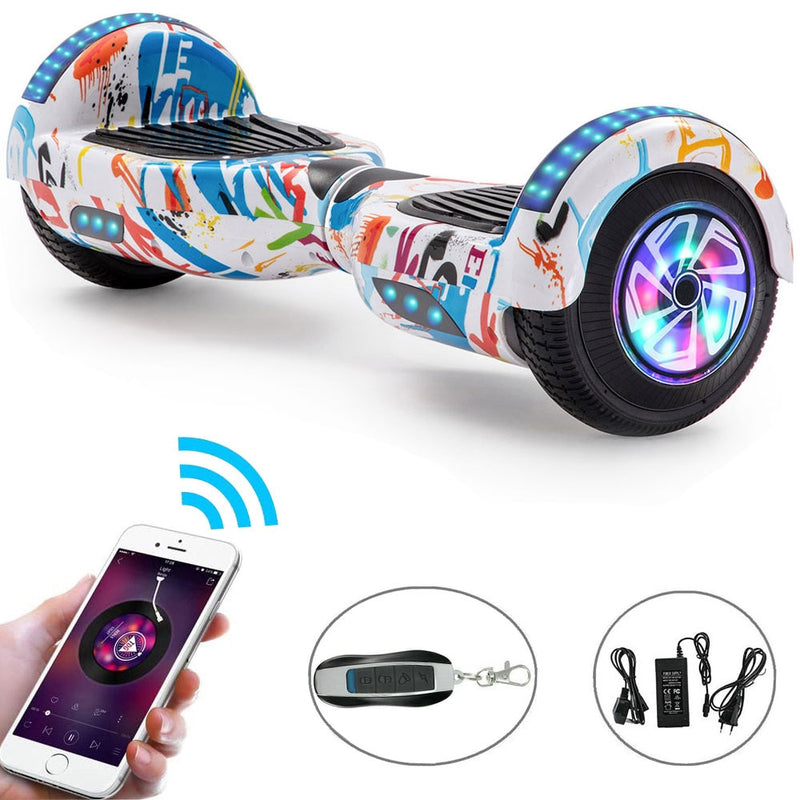 Hoverboard 6.5 Inch Bluetooth Speaker Self Balancing Electric Scooters LED Lights Smart Two Wheels Hover Board Key For Kids Gift