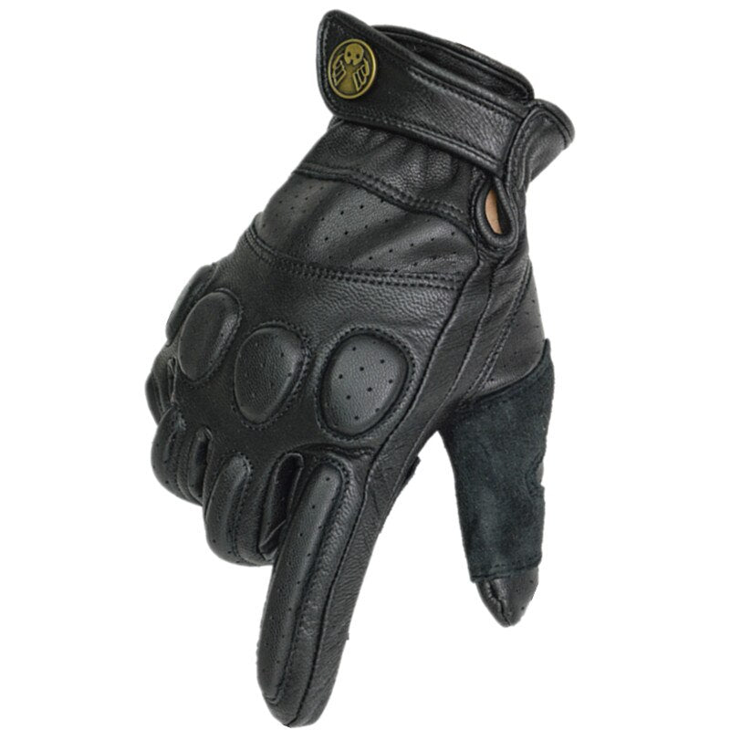 Guantes de moto de cuero con envío gratis, guantes de moto de pantalla táctil seguros y cómodos para hombres, guantes de Moto para montar en carretera al aire libre