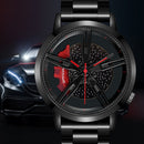 Reloj para hombre, llanta de rueda de coche, esfera de cubo, reloj de pulsera para hombre, relojes impermeables negros de malla de acero inoxidable, reloj Masculino
