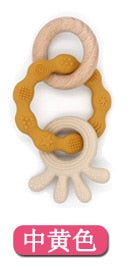 Mordedor de silicona con forma de timón para bebé, anillo de mordedor de madera, regalo para chico, artículos de silicona de grado alimenticio para niños, juguetes para la dentición, 1 ud.