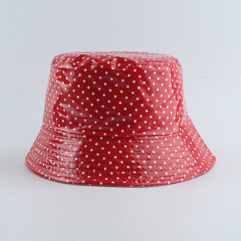 Sombrero de cubo Reversible de dos lados con estampado de puntos de cuero 2021, sombrero de pescador impermeable, gorra para el sol, sombreros de pesca para mujeres y hombres