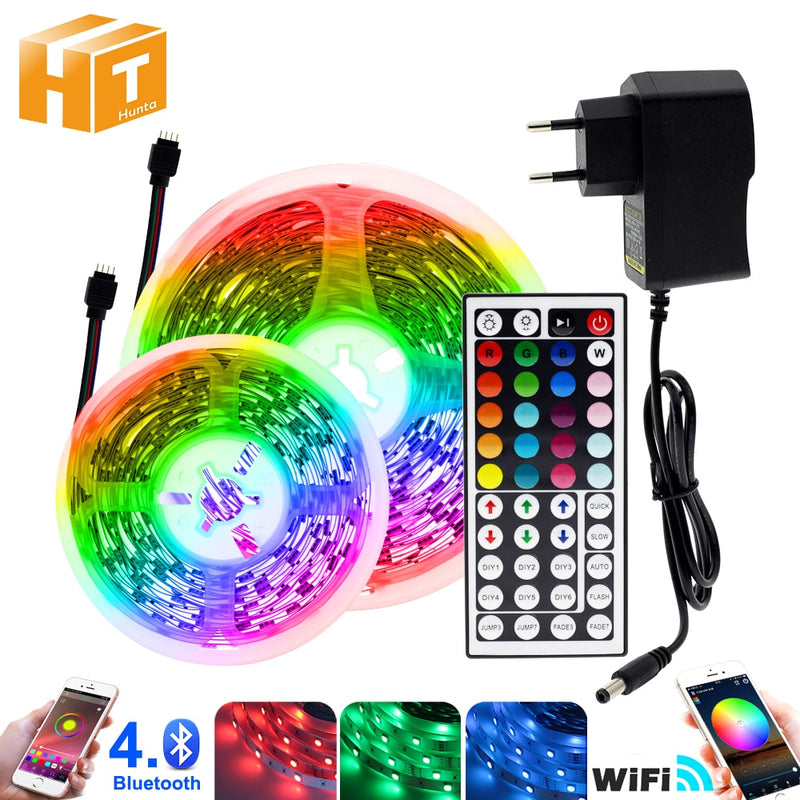 Tira de luces LED RGB 5m 10m 20m 5050 RGB Cambiable DC12V Cinta LED flexible WiFi / Bluetooth / Control de música Tira LED RGB.