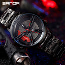 Reloj para hombre, llanta de rueda de coche, esfera de cubo, reloj de pulsera para hombre, relojes impermeables negros de malla de acero inoxidable, reloj Masculino