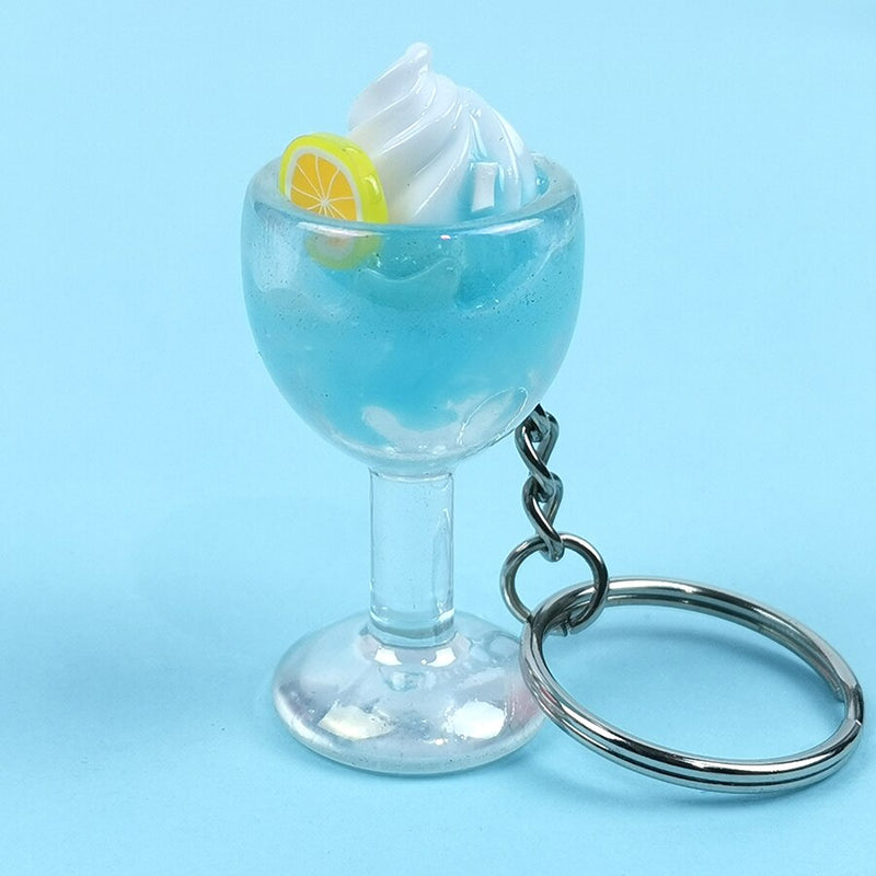 Acrylic Cute Simulation Mini Goblet Keychain Drink Fruit Juice Keyring Backpack Pendant Women Girl Men Key Chain Trinket Gift