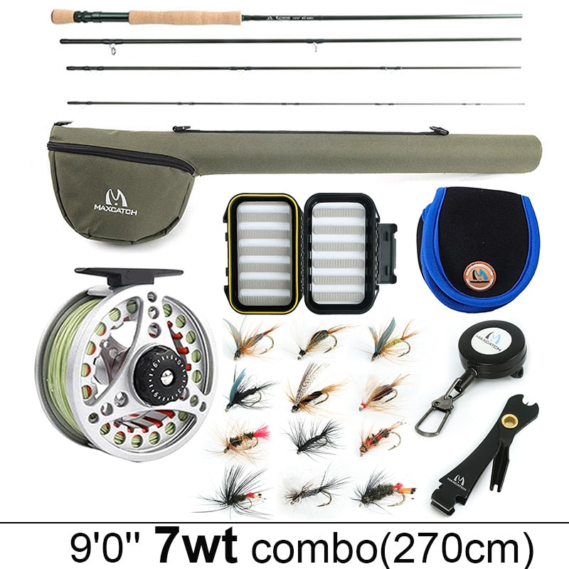 Maximumcatch 3-8WT Fly Fishing Rod And Reel Combo Set 8&#39;6&#39;&#39;/9&#39; Medium-fast Fly Rod Pre-spooled Fly Reel &amp; Line &amp;Triangle Tube