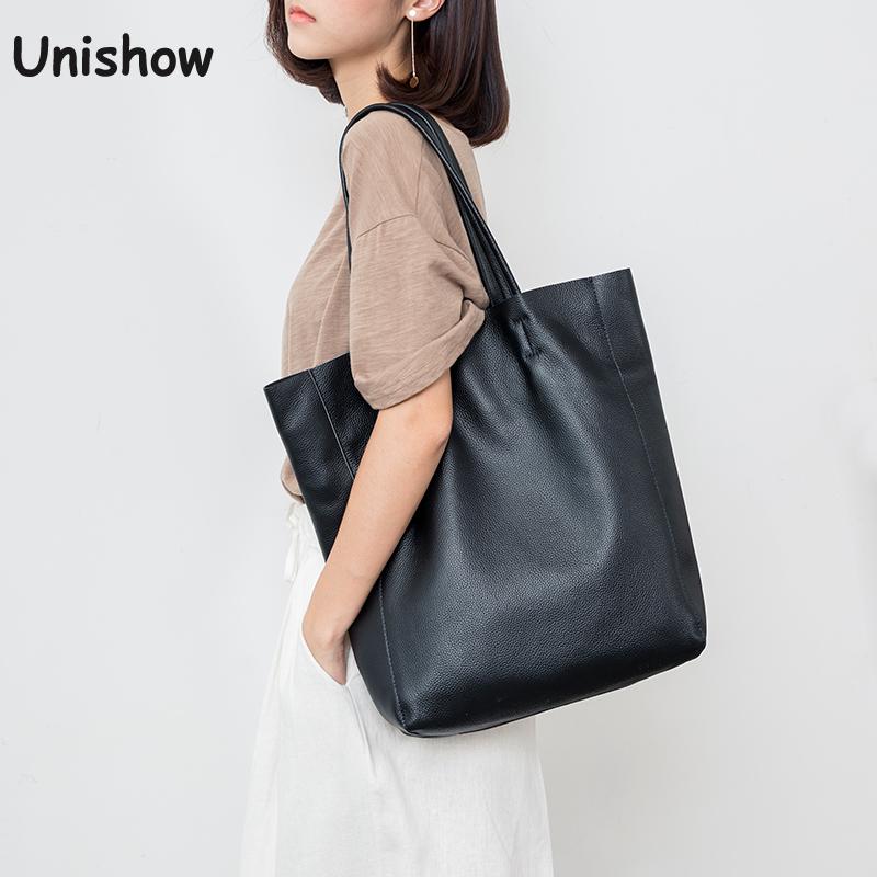 Bolso de hombro de cuero informal Simple para mujer, diseñador de marca de lujo, bolsos de mano de cuero genuino para mujer, bolso de viaje, bolso de mano grande para mujer