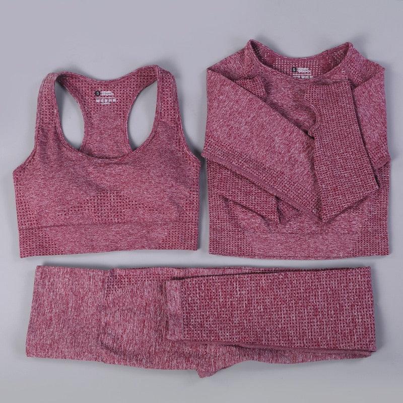 2020 conjunto de Yoga sin costuras para mujer, trajes deportivos para Fitness, ropa de gimnasio, camisas de manga larga para Yoga, mallas para correr de cintura alta, ropa de entrenamiento