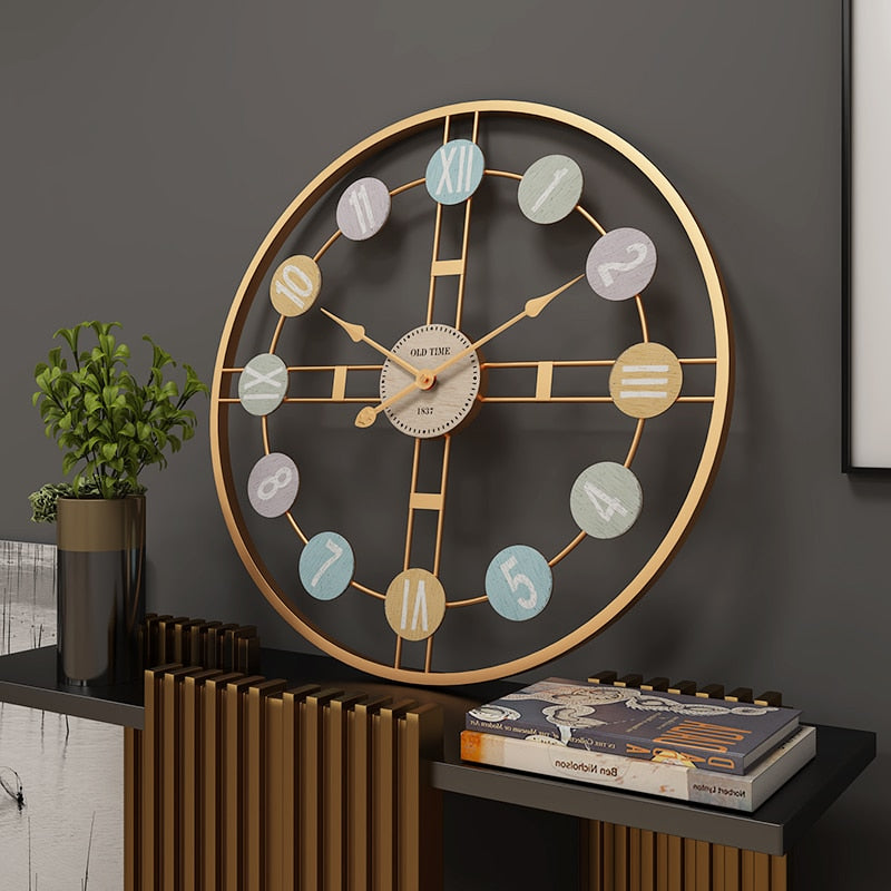 Creative Metal Wall Clock Vintage Decor Home Living Room Wall Hanging Decoration Accessories Kitchen Room Decorative 3D Clock