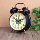 Vintage Night Light Alarm Clock European Retro Metal Alarm Clock Bedside Mute Needle Table Clock Gets Bed Ringing Bell