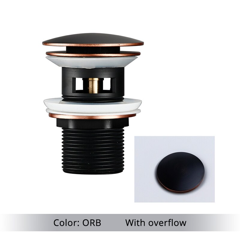 Bathroom Basin Sink Pop-Up Drain Waste Stopper Bathroom Faucet Accessories Solid Brass Material Black Chrome Rose Brushed Gold