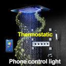 Sistemas de ducha LED con música Bluetooth, juego de ducha de lluvia, grifo de baño de cascada, mezclador termostático oculto, cabezal de ducha cromado