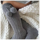 6 Colors.Unisex Children Cherry Hair Ball Knee High Socks.Baby Toddler In Tube Socks For Girls Boys.Kid Cherry Knitted Sock 2-6Y